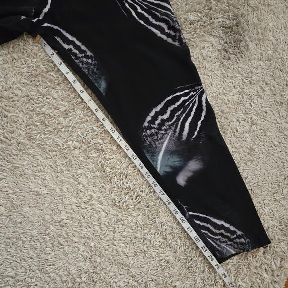 All Saints Helena Piuma Silk Trouser Feathers Print Size 2 Black Artsy Statement - Picture 15 of 16